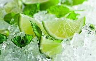 Wallpaper Ice Citrus Lime Mint Leaves