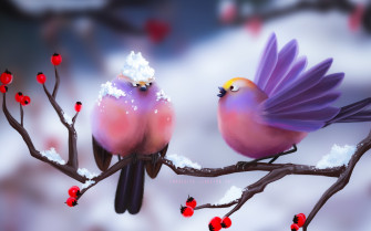 Cute Birds Artwork 4k HD Wallpaper Image