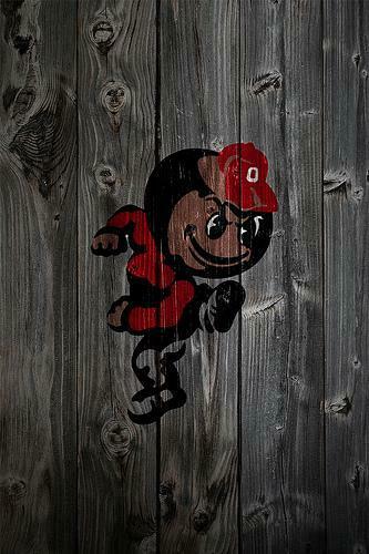 Ohio State Buckeyes Alternate Logo Wood iPhone Background A