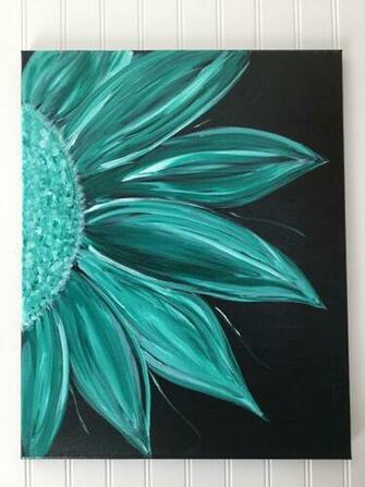 Acrylic Flower Painting On Black Background By Mjl S