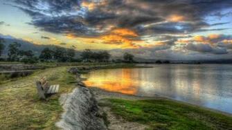 Beautiful Peaceful Bench On The Lake Wallpaper In Nature