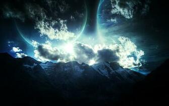 Photos Planet Space Fantasy Mountains Sky Clouds