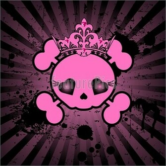 Illustration Of Very Cute Skull With Crown On Grange Radial Background