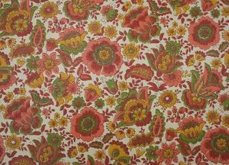 S Vintage Wallpaper Retro Red Brown And Green Flowers On White