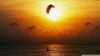 Kitesurfing At Sunset Wallpaper