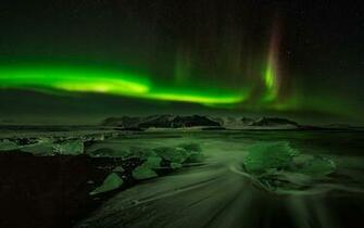 Wallpaper Ice Night Arctic Northern Lights Sky Desktop