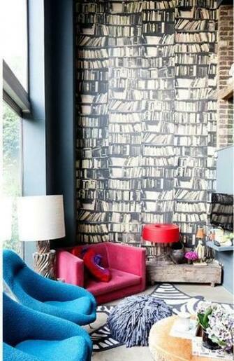 Faux Bookshelf Wallpaper I Think Will Need This Until Have Enough