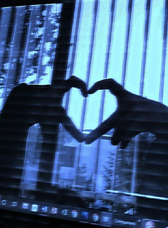 Finger Heart Blue Aesthetic Dark Lovecore Black