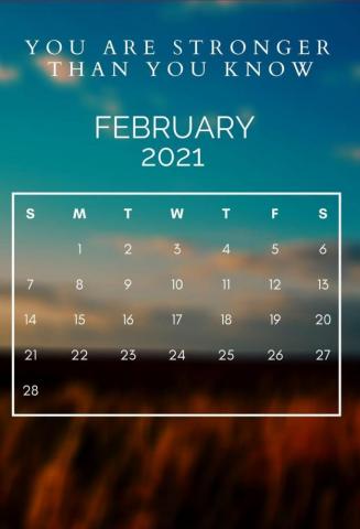 February Desktop Calendar Wallpaper