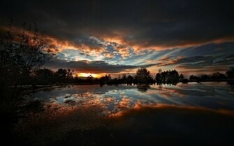 Nature Dark Sunset Night Lakes Reflections HDr Photography Wallpaper