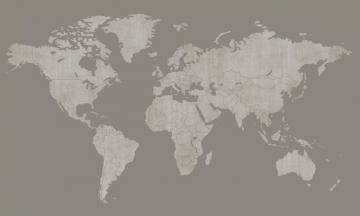 Voguish World Map Brown Gray Popular Wall Mural Photowall