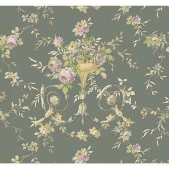 Ashford House Blooms Floral Urn Wallpaper Border