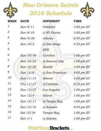 Back Gallery For Saints Schedule
