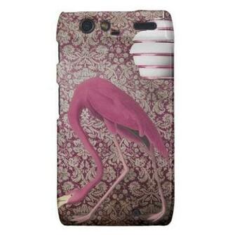 Pink Flamingo On Vintage Wallpaper Droid Razr Cover