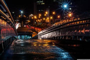 X Wallpaper Night Light Water Landmark Urban Area