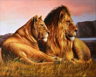 Beibehang Custom Wallpaper HD African Savanna Lion Oil Painting