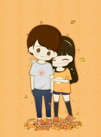 Cute Couple Cartoon Wallpaper