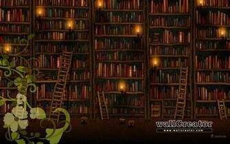Bookshelf And Flowers Wallpaper