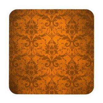 Vintage Orange Damask Wallpaper Coaster