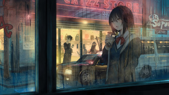 Anime Girl Outside Raining 4k Wallpaper iPhone HD Phone 4130h