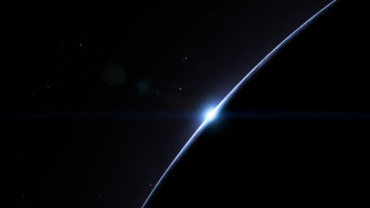 Planet Space Dark Sunrise Simple Stars Green Nature