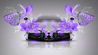 Pagani Huayra Fantasy Violet Neon Butterfly Flowers Car Design By
