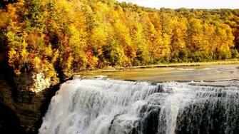 Wallpaper Fall Waterfall Forest Nature 4k Ultra
