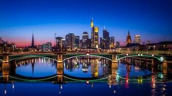 Frankfurt Bridge Night Germany UHD 4k Wallpaper