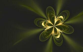 Green Golden Blossom Fractal Wallpaper