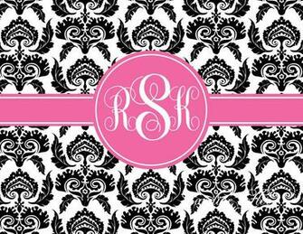 Pink Black Damask With