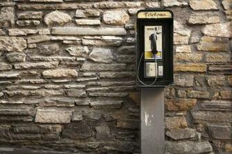 Building Phone Booth Rocks Telephone Texture Wall 4k
