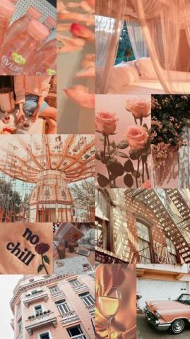 Wallpaper Background Collage Aesthetic Music Color Peach