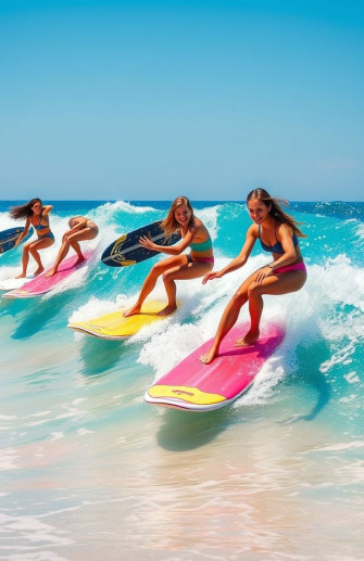 Girls Surfing Wallpaper