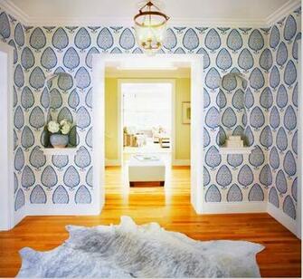 Large Scale Leaf Pattern Wallpaper Interiors By Color