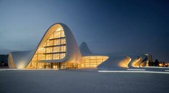 Tiles Evening Lights Building Architecture Baku