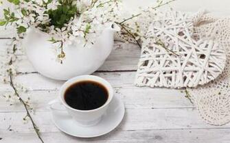 Spring Flowers And A Cup Of Coffee Special Morning Day