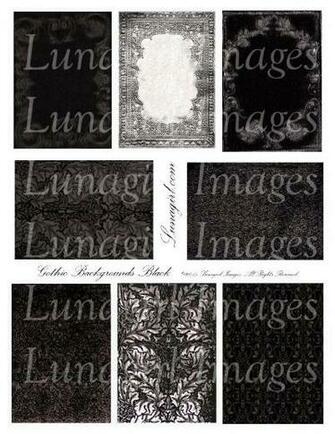 Gothic Background Digital Collage Sheet Black Gray Atc Vintage