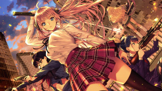 Anime Girl Katana Students School 4k Wallpaper