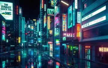Cyberpunk City Buildings Art Wallpaper Mac