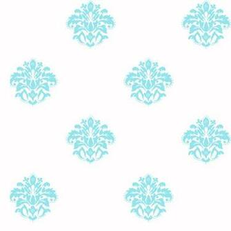 District17 Aqua On White Damask Dot Wallpaper