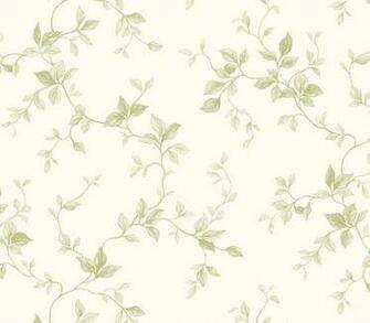Green On White Leaf Ivy Toile Wallpaper