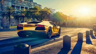 Lamborghini Aventador Lp700 Gold Color Car Sunset