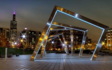 Sculpture In Modern City Wallpaper On