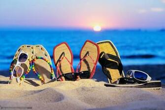 Wallpaper Sea Beach Sand Flip Flops Desktop