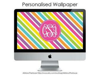Monogram Wallpaper Desktop Background Laptop Computer Rainbow Any Scr