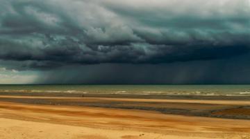 Beach Shore Sky Clouds Sea Ocean Rain Wallpaper