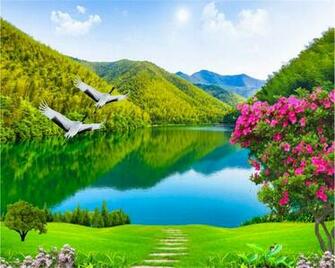 Beibehang Custom Wallpaper Beautiful Rivers And Mountains 3d