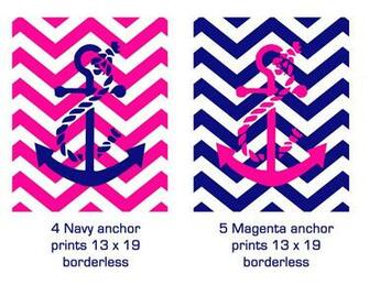 Anchor Chevron Background Customorder For Set Of Nine Prints