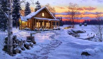 Log Cabin Painting