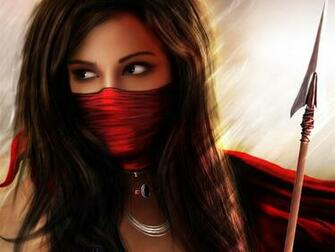 Red Warrior Girl Computer Wallpaper Desktop Background